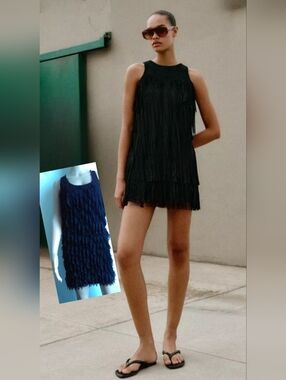 Zara Black Ruffled Mini Dress